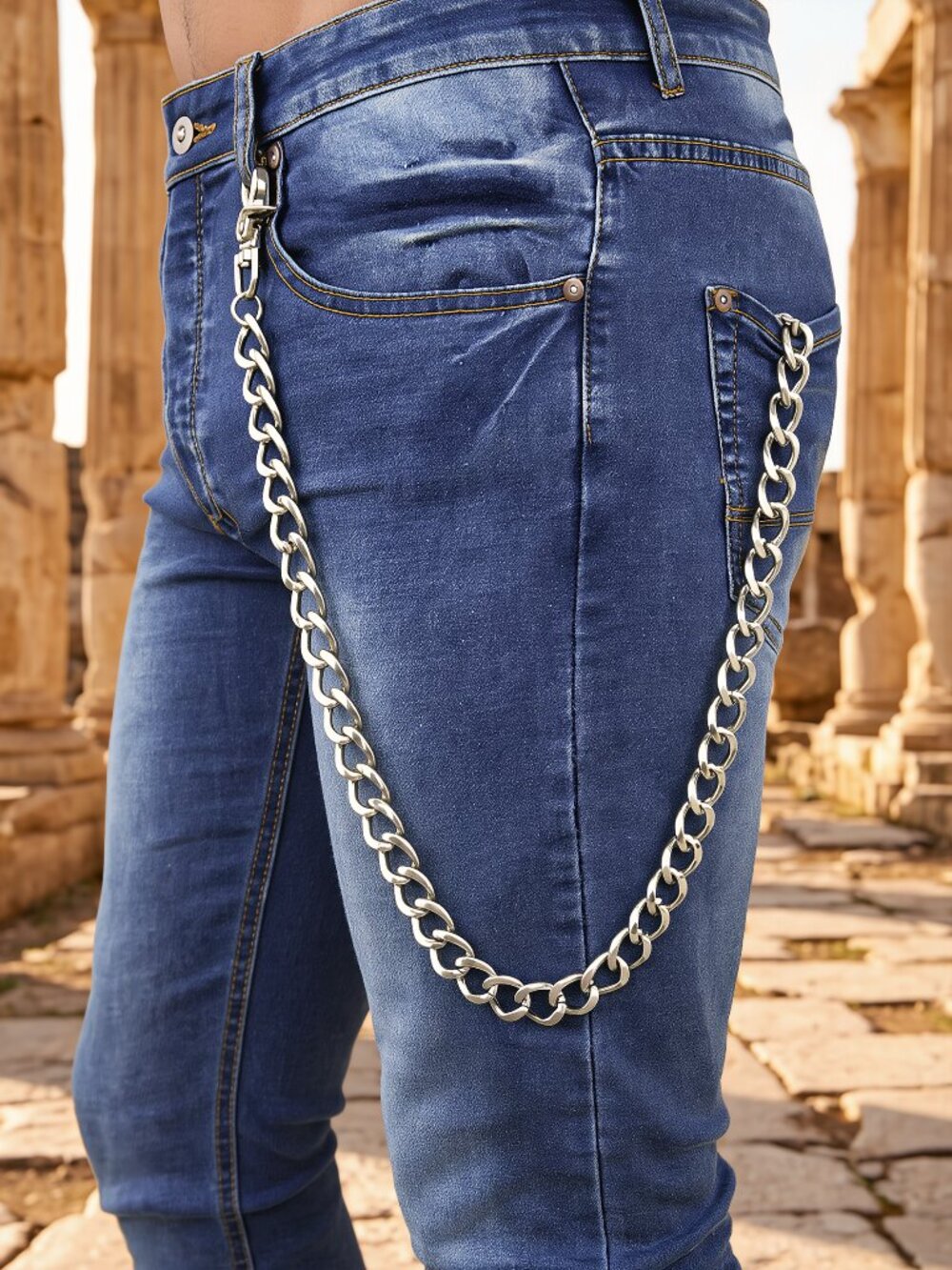NEW Men’s Biker Silver Thick Link Wallet Jeans Chain 27 In. Handmade In USA M29